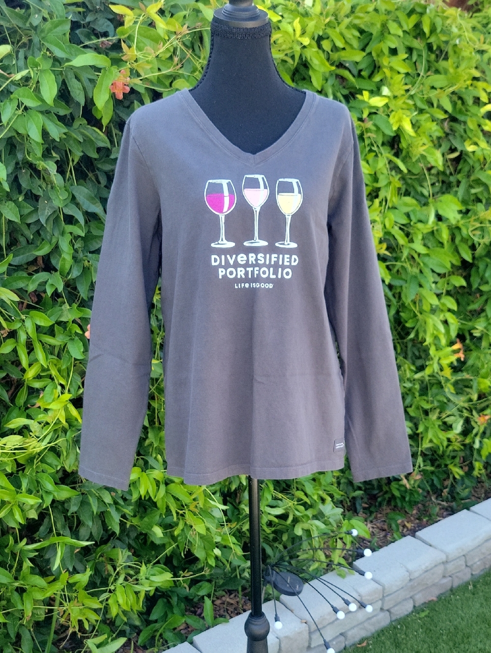 Life Is Good Wine Lovers Women's Gray Crusher Tee